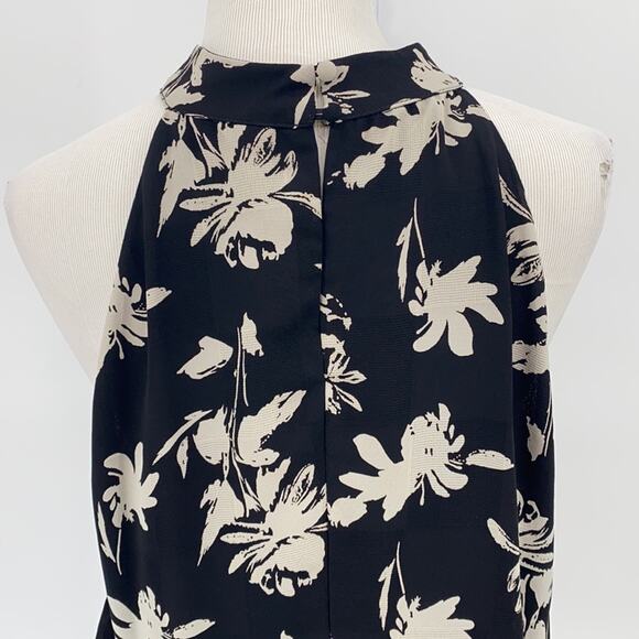 Allison Joy Women's Sleeveless Black & White Floral Halter Top Blouse Size XL - Picture 8 of 14